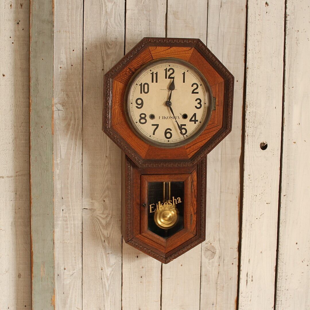 EIKOSHA 鶴巻時計店英工舎製 古い掛時計 八角時計 | denbee 古道具