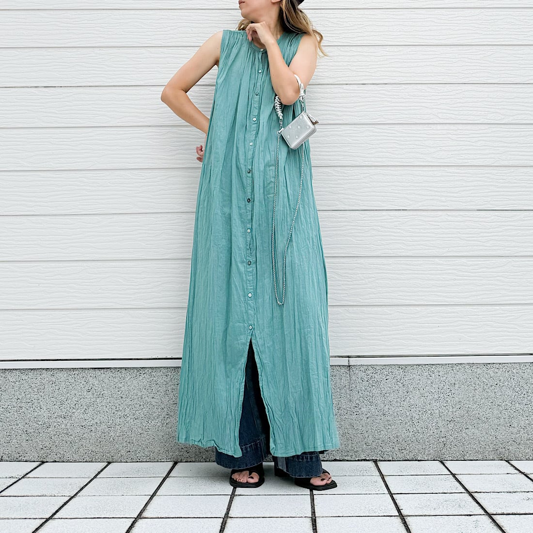 【WEB限定アイテム】クリンクルエアリーロングワンピース