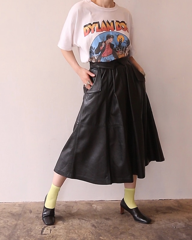 1980s italy leather skirt