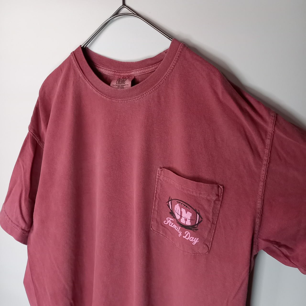 COMFORT COLORS　クルーネック　ポケットTシャツ　くすみレッド　M