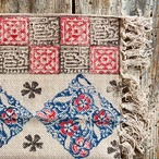 手織りコットンのブロックプリントロングマット　B