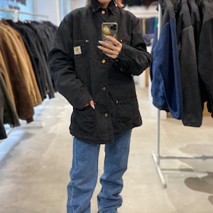 Carhartt used michigan chore coat "black overdye" SIZE:-