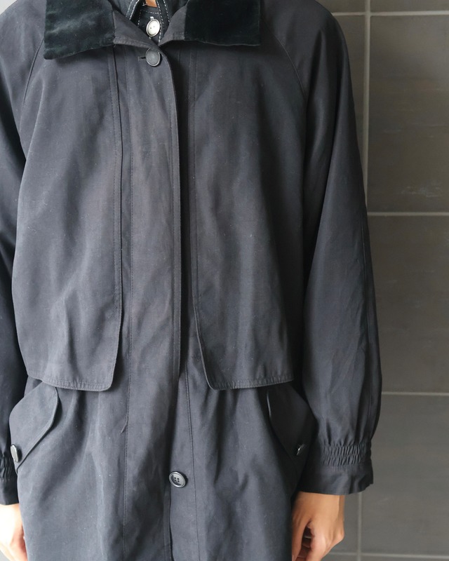 Velvet collar mid-length blouson