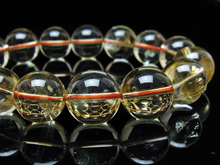 シトリン ブレスレット 15mm 虹入り シトリンクォーツ ブレス おまかせ