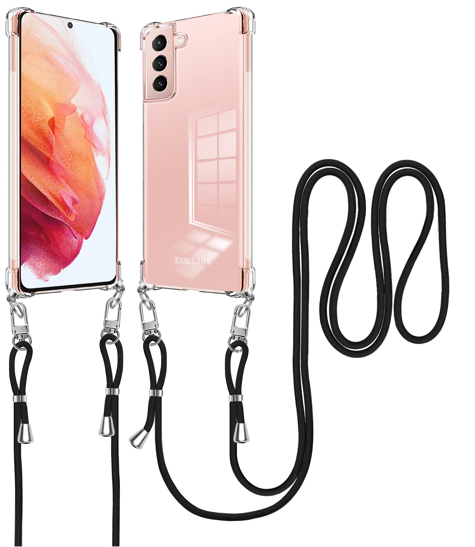 xiusiteli Galaxy S21 用 ケース クリア ショルダー SC-51B/SCG09 カTPU 縄掛け 薄型 軽量
