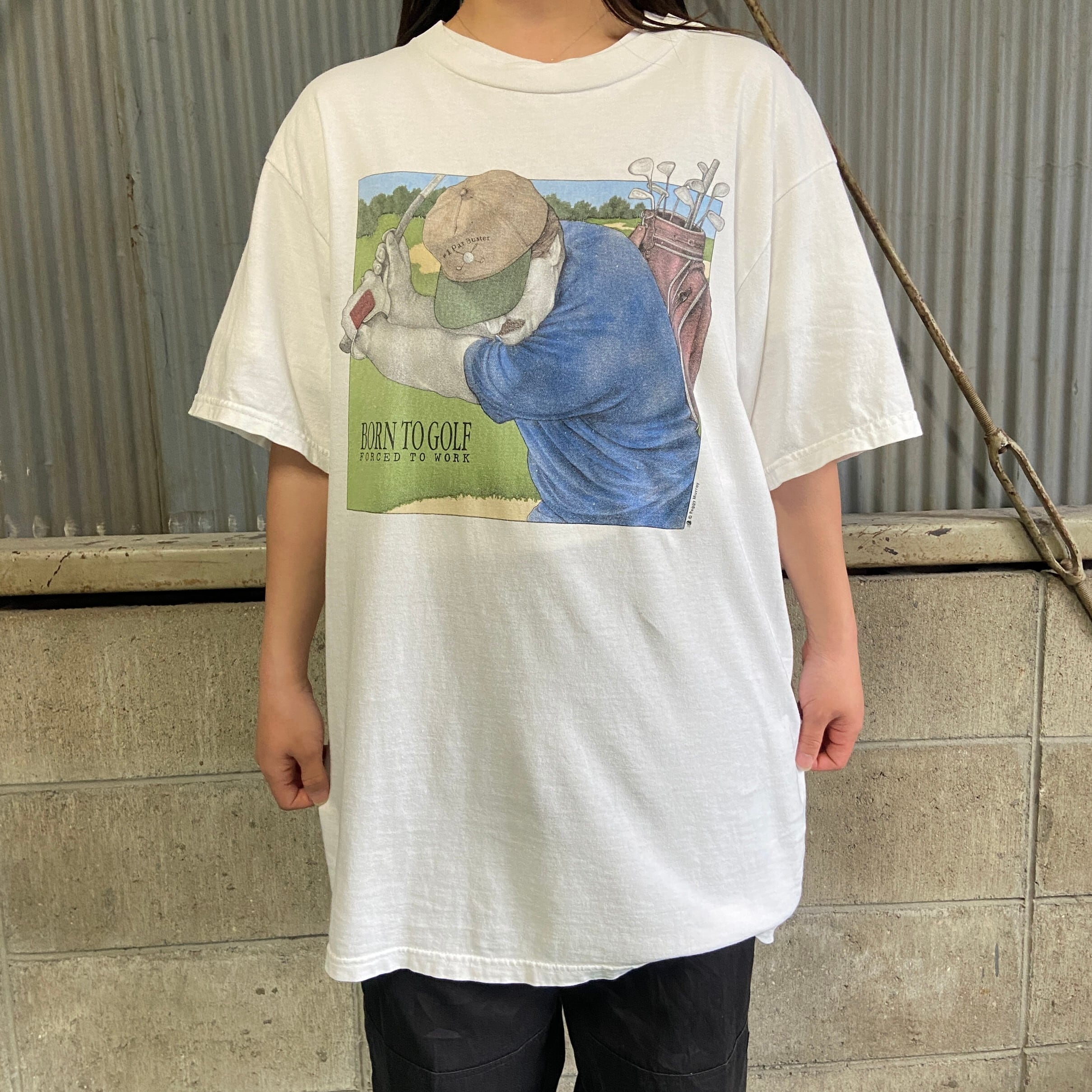 90年代 ”Peggy Murray” ゴルフ アート プリントTシャツ メンズL 古着
