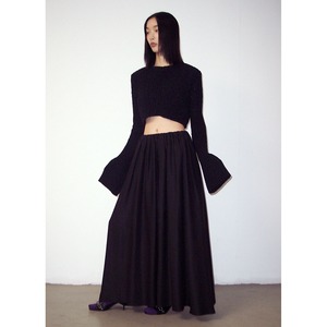 Low-waist Gathered Flare Skirt