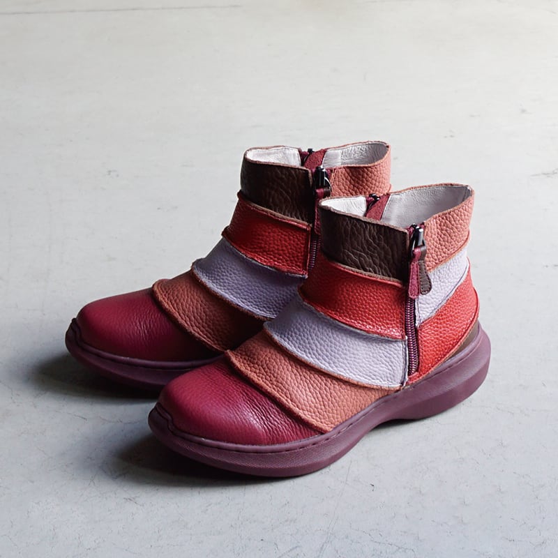 Estacion エスタシオン ボーダーエアサイクルレザーショートブーツ