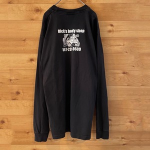 【BAY SIDE】USA製 ロングTシャツ 長袖 アドバタイジング ワンポイント バックプリント アメリカ古着