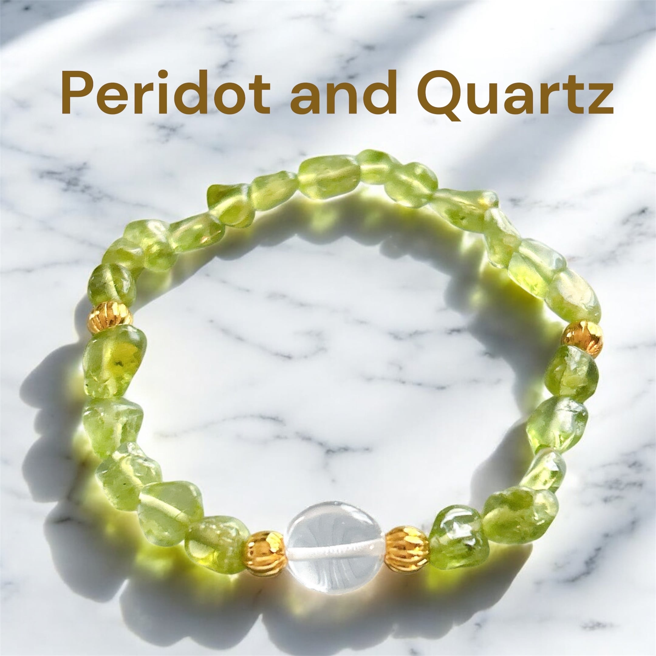 peridot and quartz–ペリドット&水晶ブレス