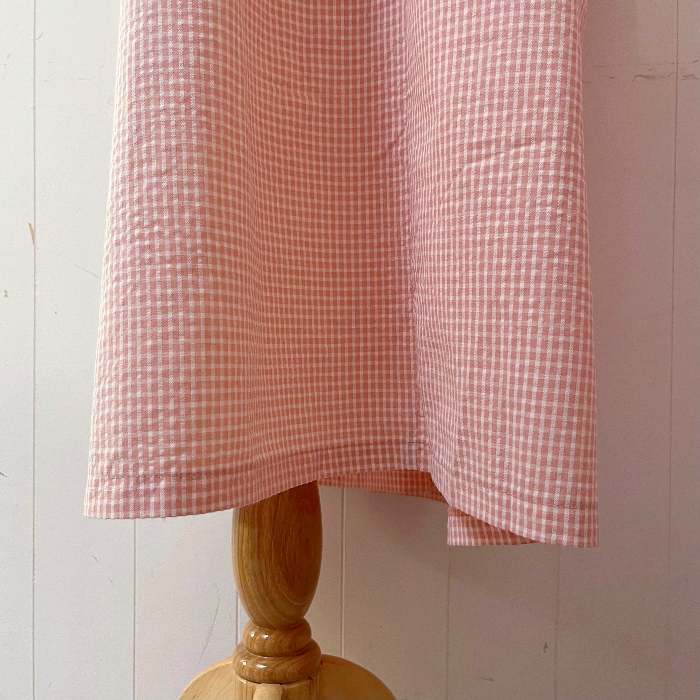 orange gingham check flower one-piece