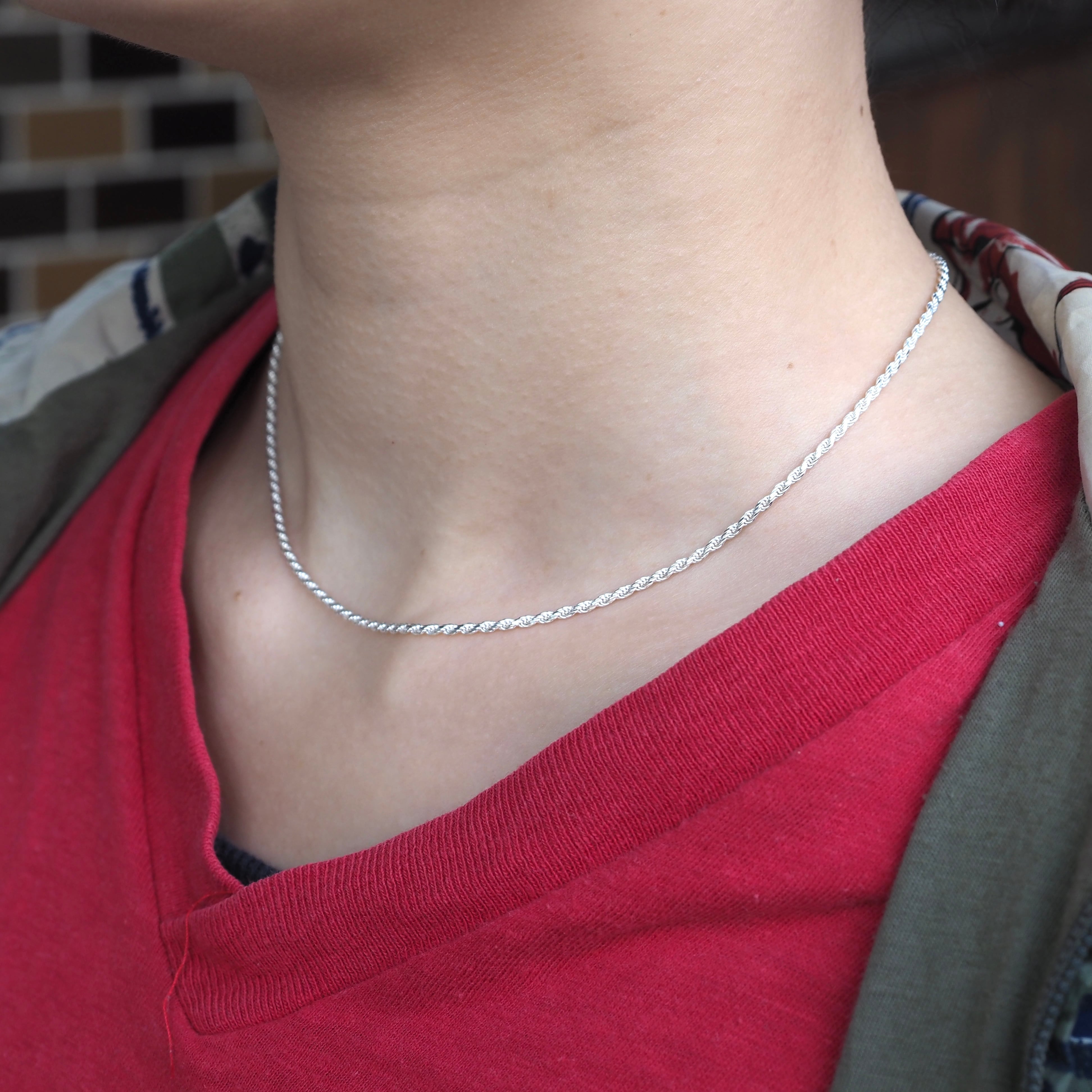 Italy Silver925 Ropechain Necklace 40cm イタリア製 シルバー925 ロープチェーンネックレス