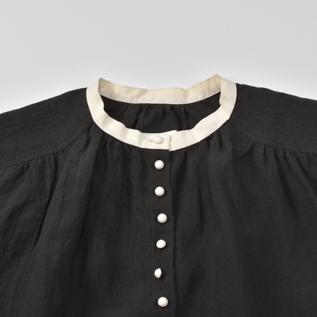 MAGALI マガリ ベルギーリネン・アンティーク・ブラウス・ブラック