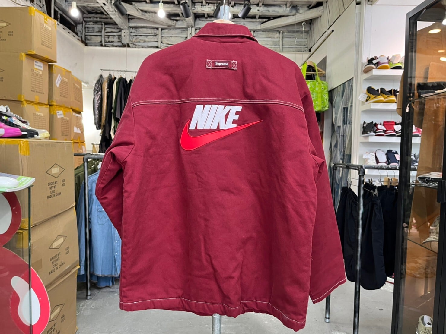 Supreme × NIKE DOUBLE ZIP QUILTED WORK JACKET BURGUNDY LARGE 67026 ...