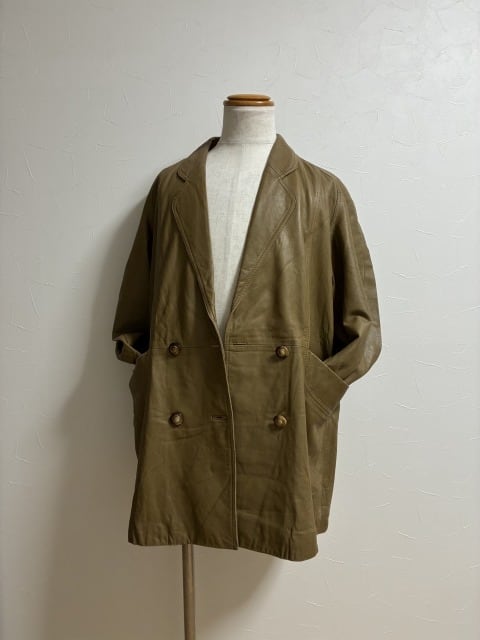 1980's Double Breasted Design Leather Coat