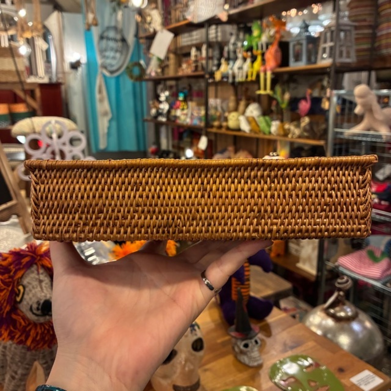 Indonesia Ata Tray / インドネシア アタ トレイ 四角 レクタングル 小物入れ 小物収納 リビング 玄関 BOX 収納ボックス 編みかご バリ 飴色 アクセサリー収納 シンプル ナチュラル