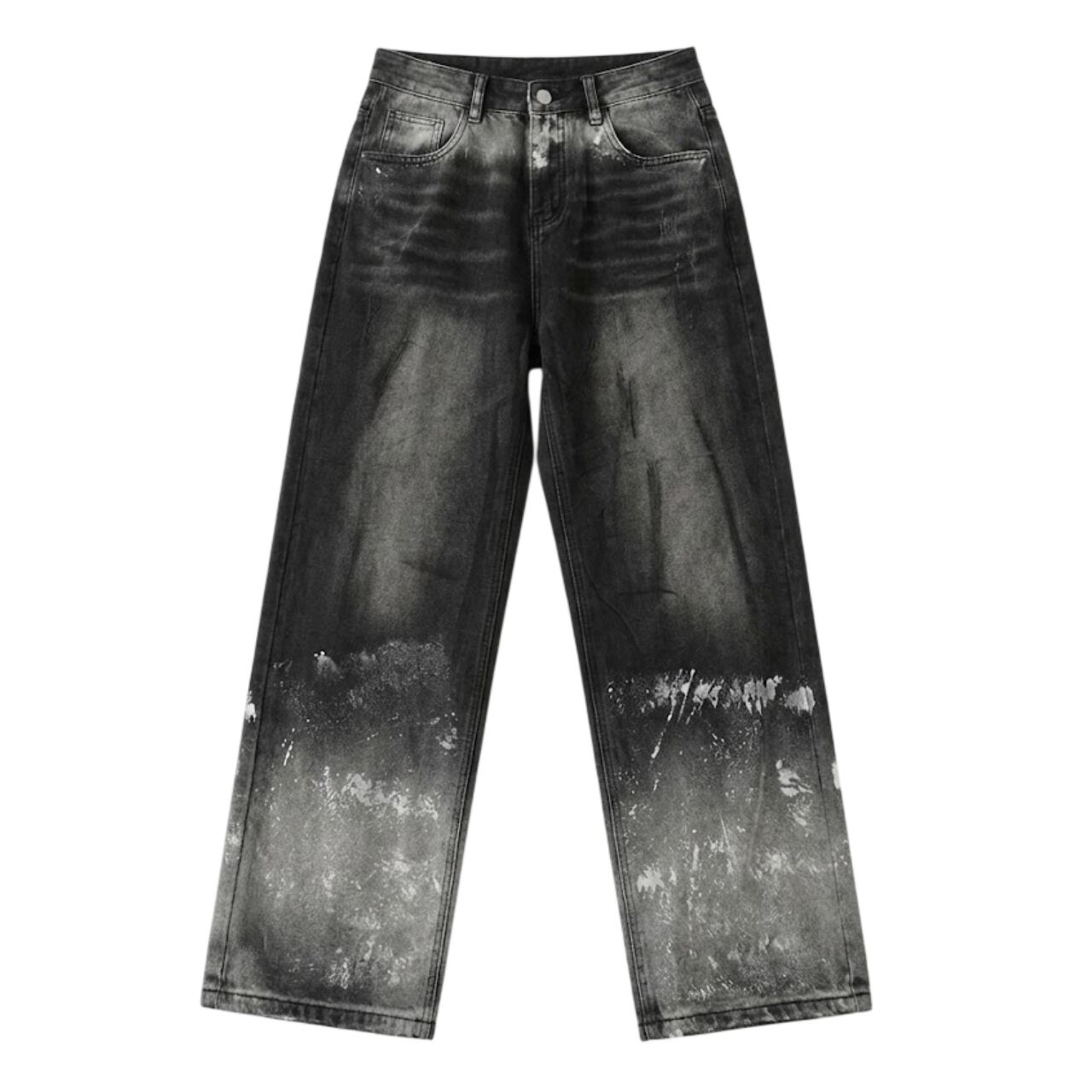Street gradient loose straight denim pants 0006