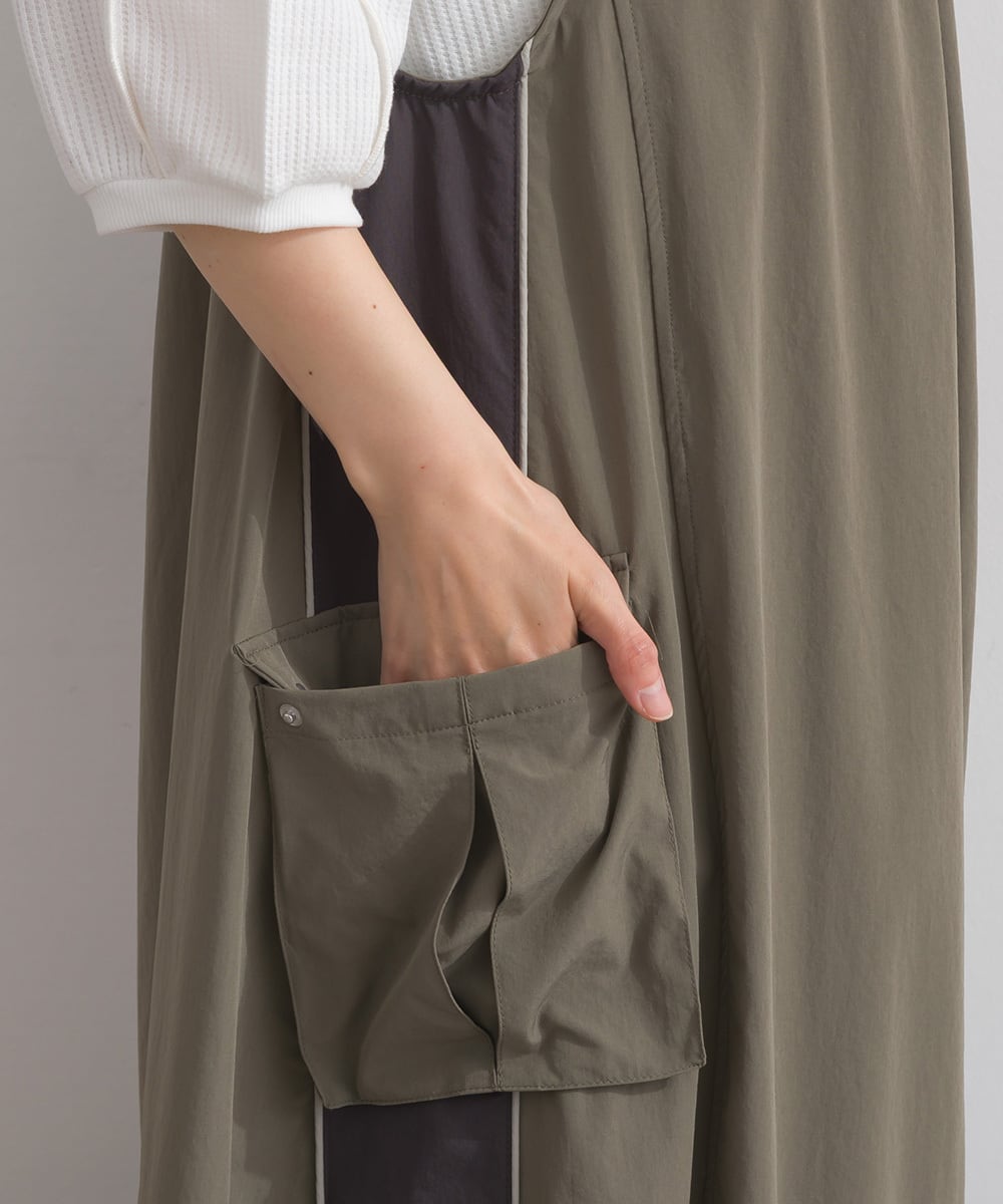 J261101 ストレッチナイロン配色ジャンパースカート / Stretch Nylon