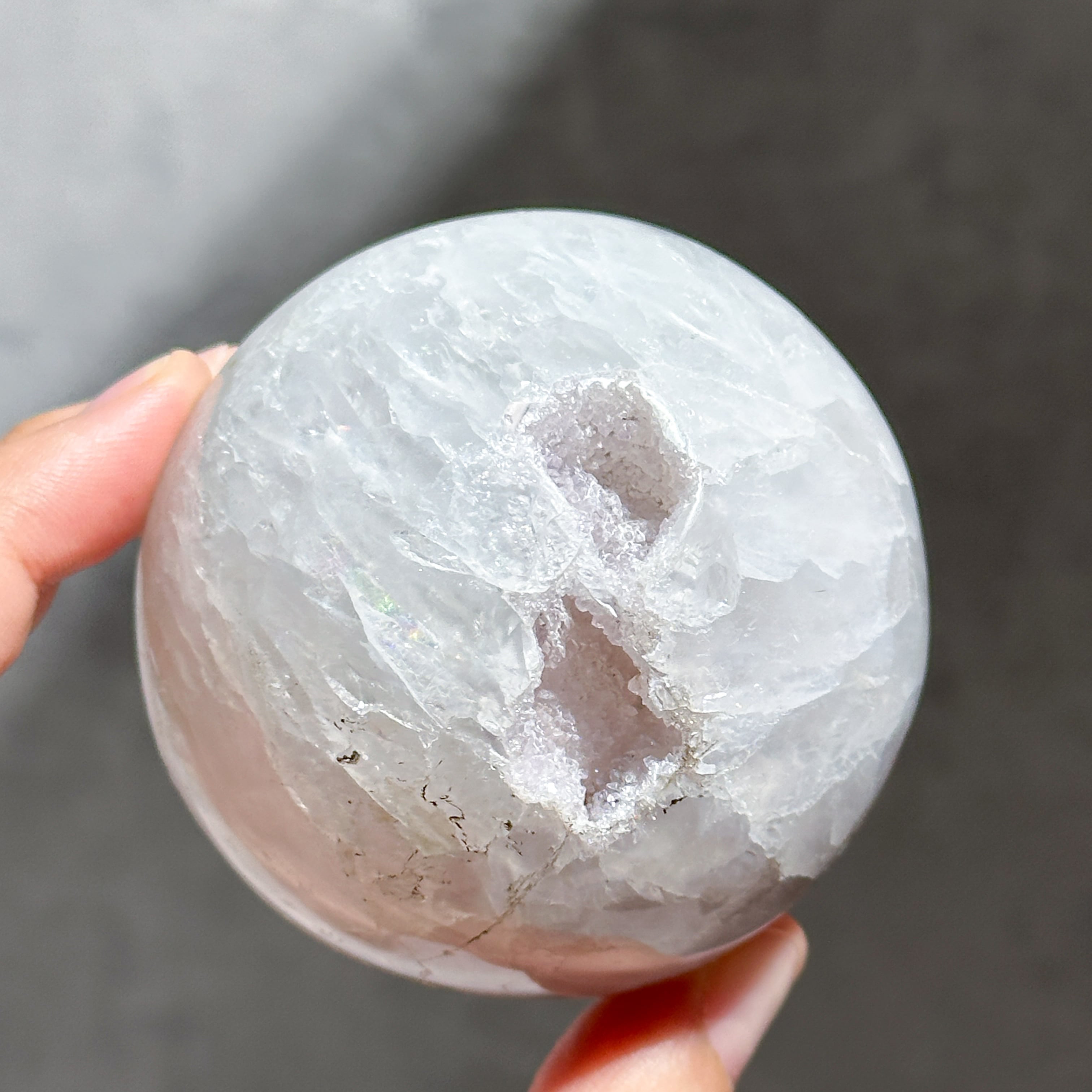 ウルグアイ産アメジスト×クリアクォーツ スフィア（丸玉）32◇Amethyst