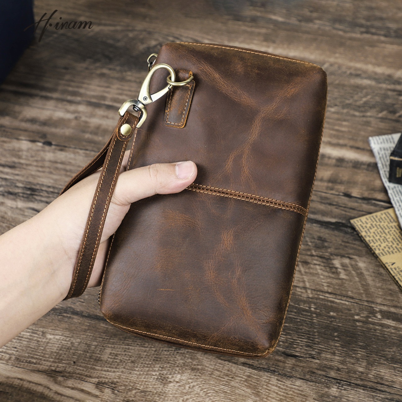 Genuine Leather Clutch Wallet Bag / 本革 レザー クラッチ ウォレット バッグ