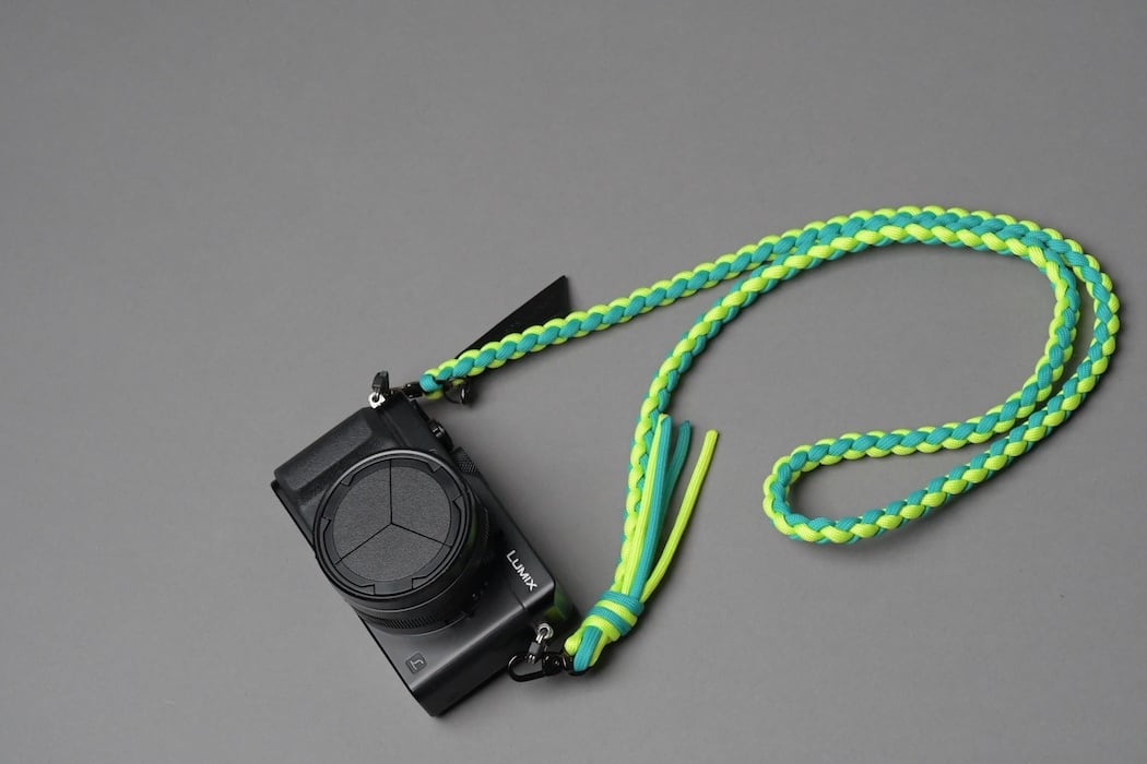 パラコード［ネオンイエロー・アクア］ロングタイプ カメラストラップ