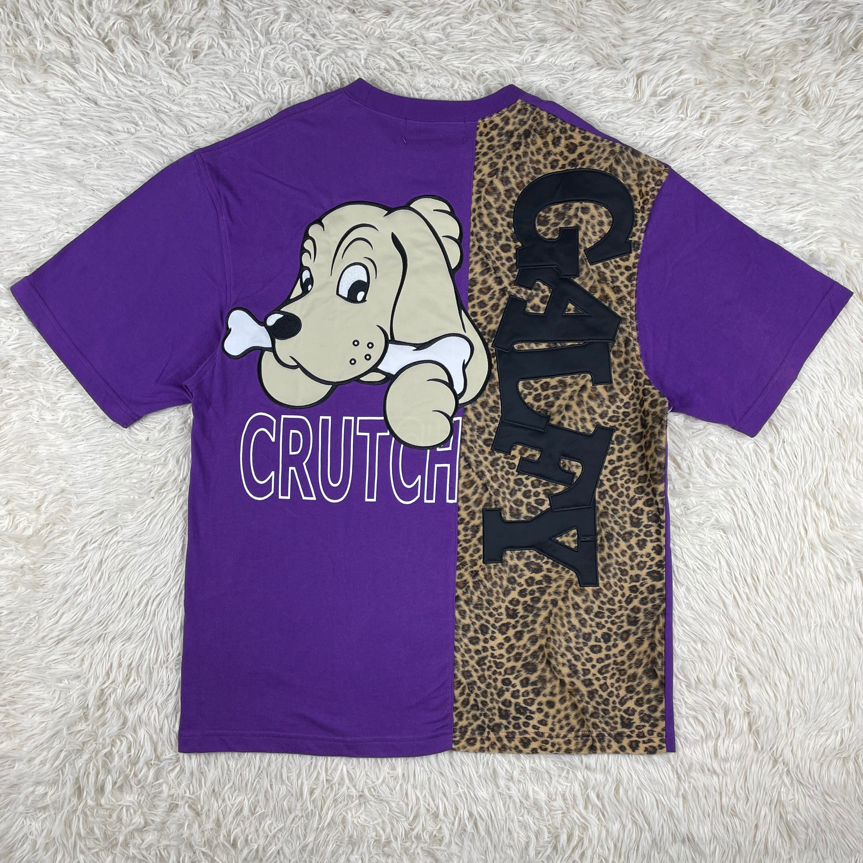 90s ガルフィー GALFY Tシャツ ビッグロゴ 刺繍 CRUTCH 豹柄