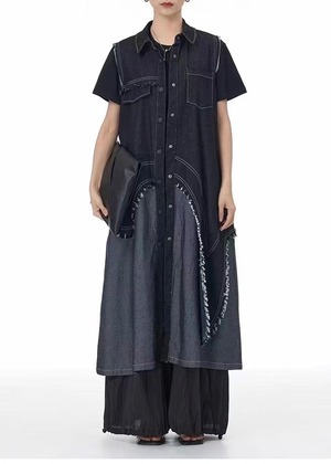 black denim irregular dress