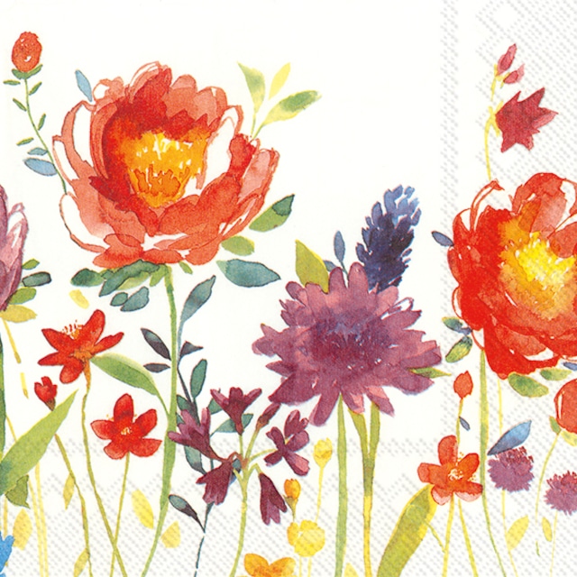 【Villeroy&Boch】バラ売り2枚 ランチサイズ ペーパーナプキン ANMUT FLOWERS ホワイト