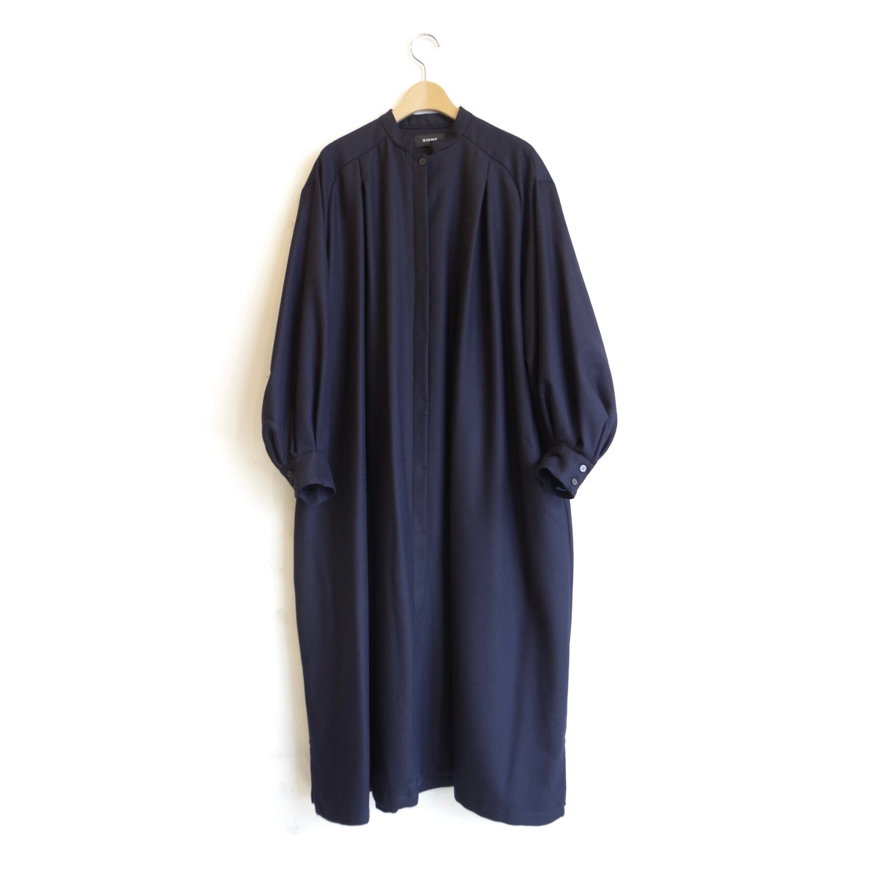SINME ウールワンピースコート ネイビー | 1F Store 