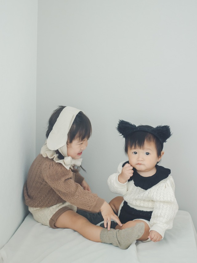 【取寄】フリル襟とポンポン尻尾がcuteすぎるバイカラーセットアップ(white black)
