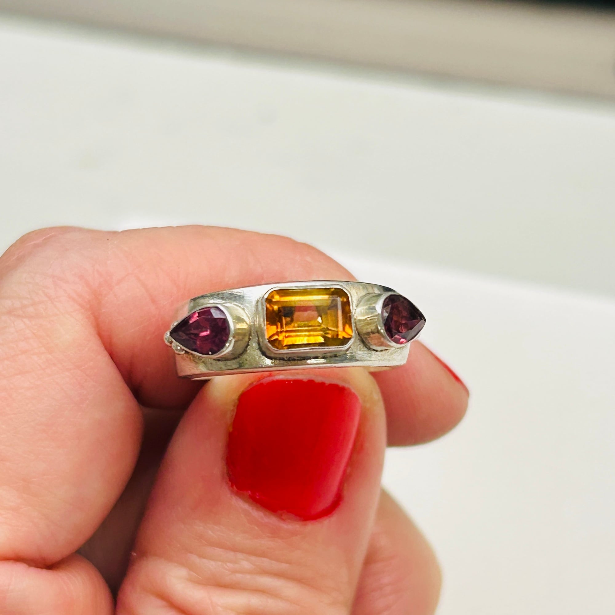 シルバー925 アメジスト＆シトリンリング（12号） | Milo Antiques