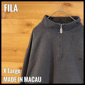 【FILA】ハーフジップ スウェット ワンポイントロゴ 刺繍ロゴ フィラ XL  US古着