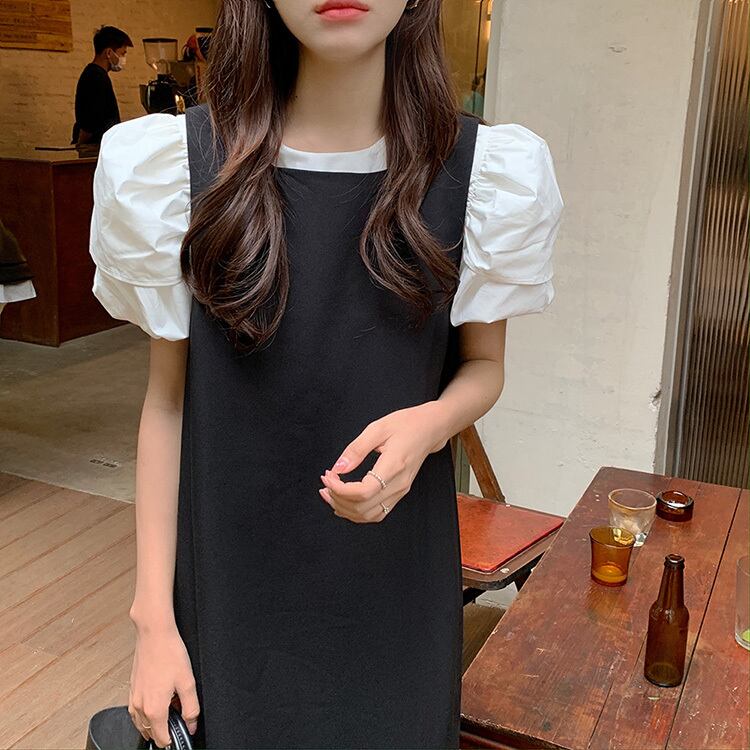 シャツ ドレス サマールーズスリーブカラースカート トップス 夏物 ノースリーブ スクウェア ビッグFスモールZ韓国94775016311