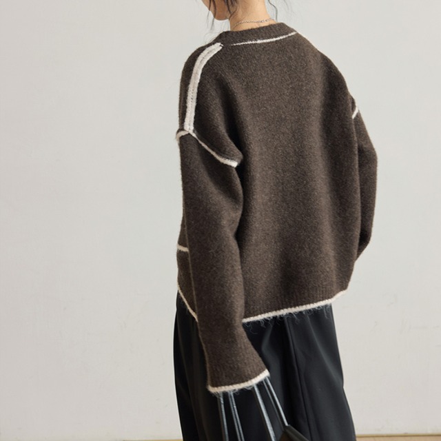 color-block oversized knit sweater J00130