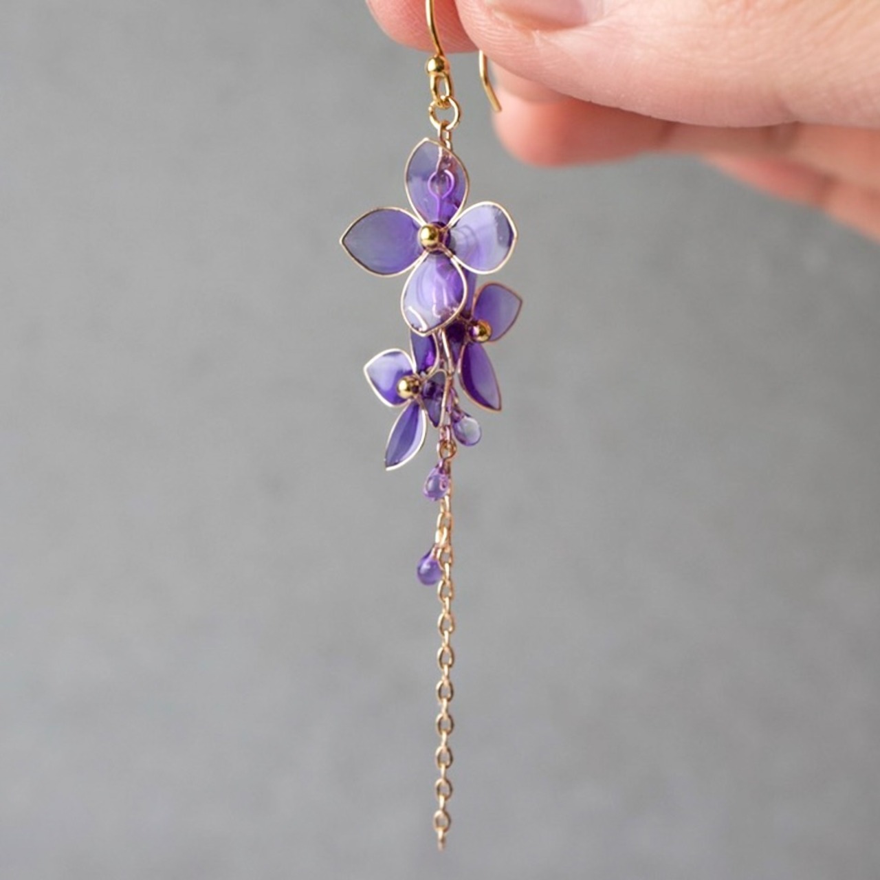 露滴る紫陽花 | Hydrangea Earrings
