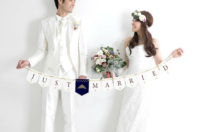 【Luxe】ウェディング ガーランド JUST MARRIED ★シンプルテイスト★