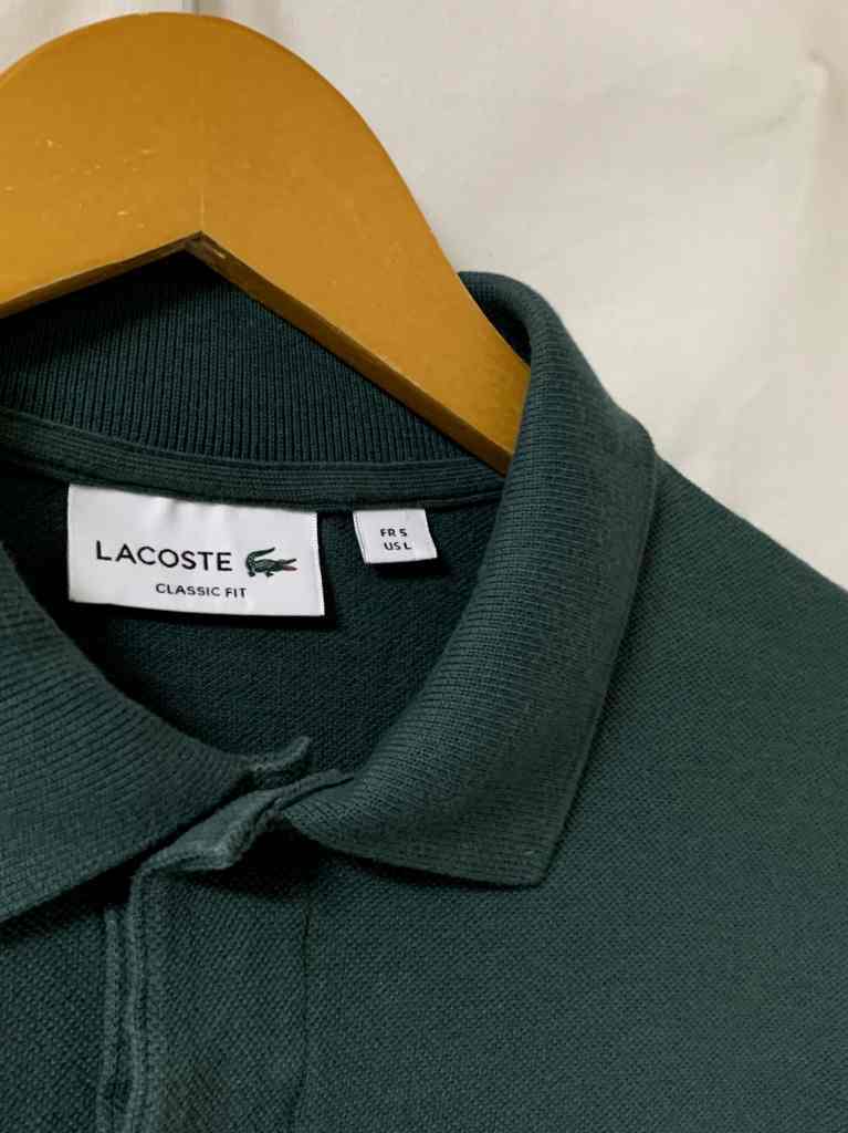 Solid Color Embroidery Design Long Sleeve Polo Shirt "LACOSTE"