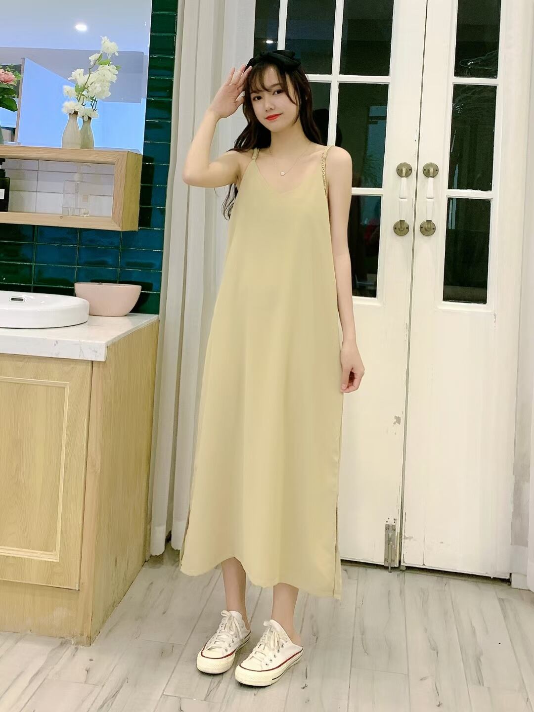 シンプルキャミワンピース   AJ−33287-2103