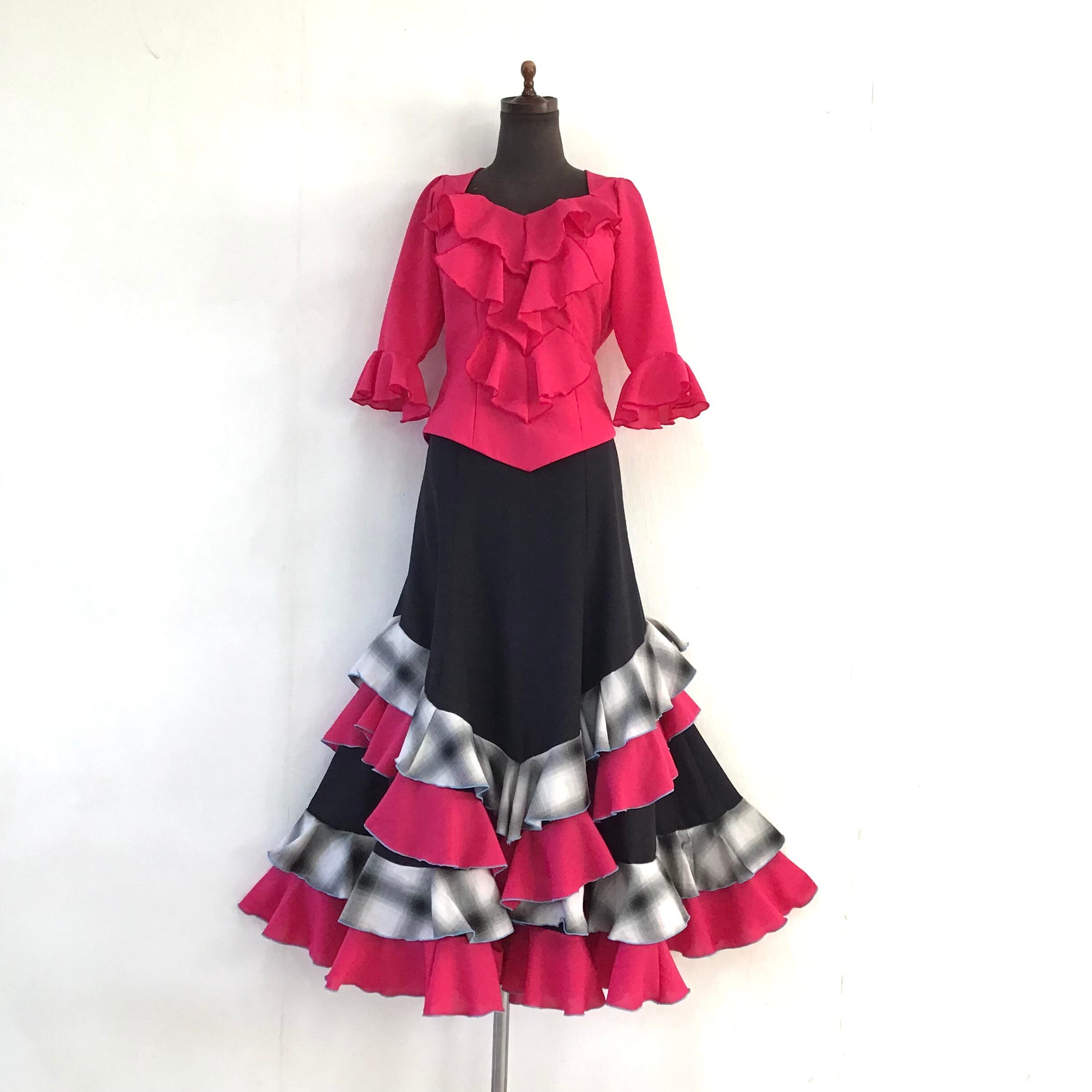 フラメンコ　ブラウス フラメンコ衣装 ブラウス・スカートセット Lサイズ K777G357