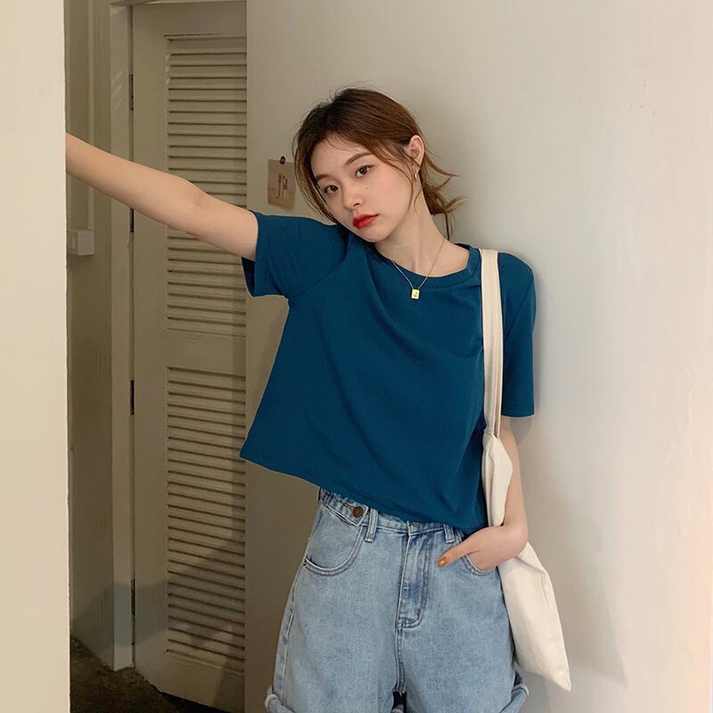 半袖トップレディース2020年夏ニュースタイルルーズワイルドショートTシャツスタイルデザインニッチTシャツ 1号婦人7980030413