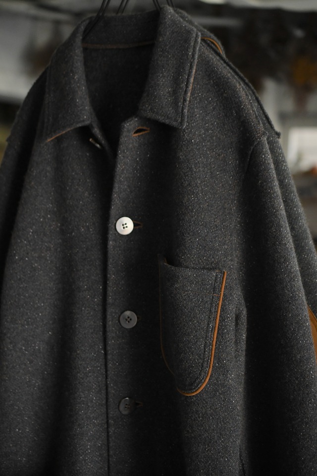 Cale / Wool Silk Jacquard Fleece Jacket (Dark Gray)
