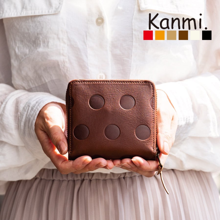 kanmi.レディース ショートウォレット ラウンドファスナー ボックス型