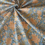 ブロックプリント生地【50cm単位】インド綿 花柄 カーキ×黄色 #22849-GR1