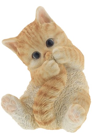 リアルすぎてドキッとするほど本物そっくりなネコの ガーデンオーナメント シッポをハムハムポーズ 茶トラ 猫好きな人へのプレゼント オブジェ 置物 エンプレットベール