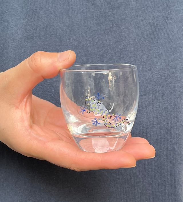 【京絵付け】カラフルドットヤモリ ショットグラス "Gecko Shot Glass"