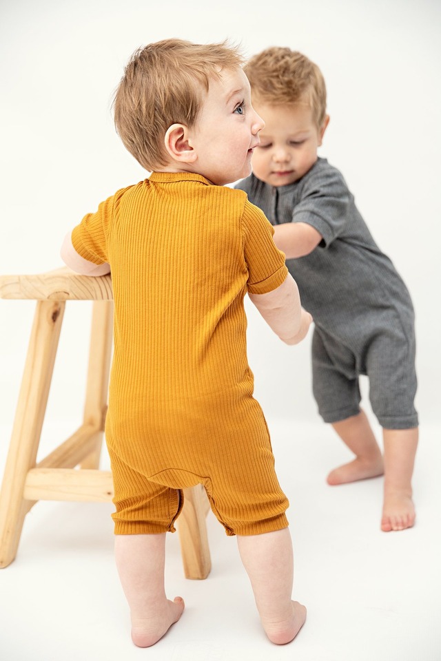 CHESTERリブロンパース（マスタード）100%オーガニックコットン　