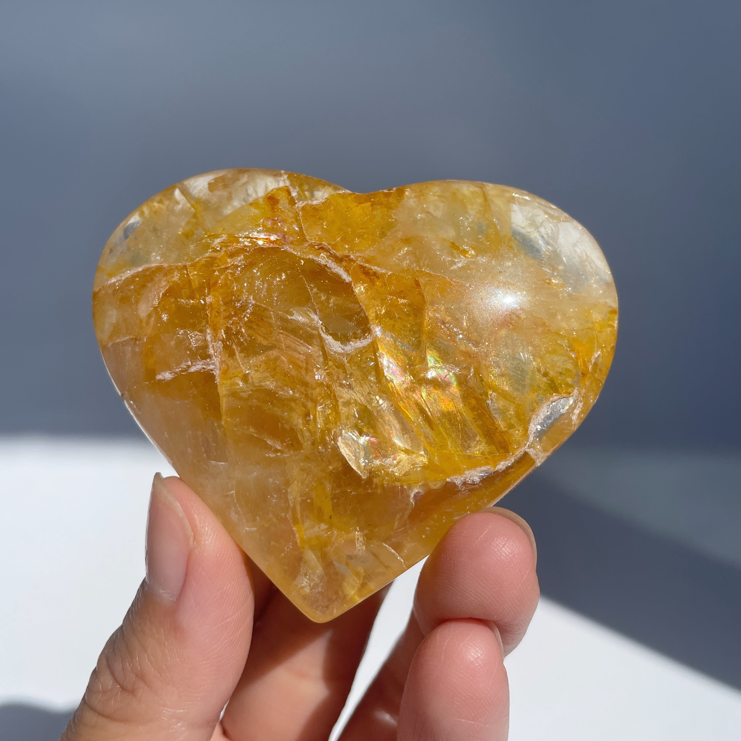スター 虹 ゴールデンヒーラー ビッグハート✧ 大きな虹◎ゴールデンヒーラー ハート型35◇ Golden Healer ◇ 天然石