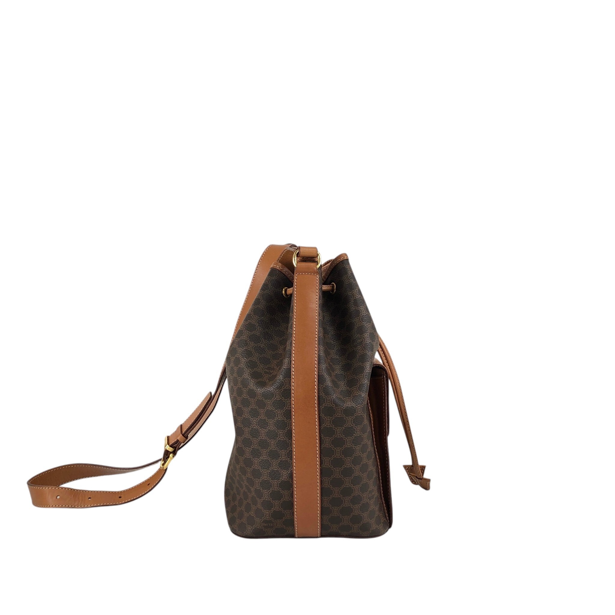CELINE セリーヌ マカダム ショルダーバッグ ブラウン ブラゾン型押し