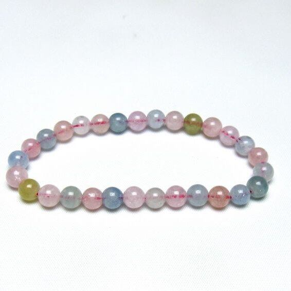 ミックスカラーベリル ブレスレット 6mm 一点物 メール便可 [M便 1/10] 111-48836