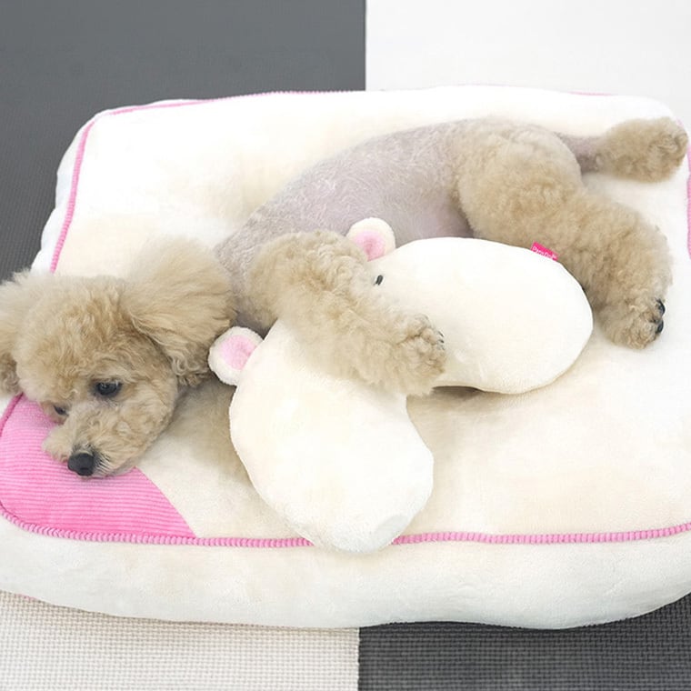 sleepy bear pillow bed 2color / 犬用 ベッド 枕 ふんわり 冬 可愛い クッション ペットマット 猫用 韓国 ペット用品 小型犬 中型犬 ハウス 高級 犬 ペットベッド